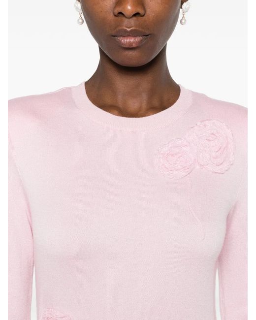 Self-Portrait Pink Floral-Appliqué Maxi Dress