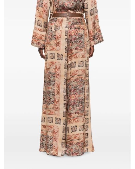 ViCOLO Natural Paisley-Pattern Palazzo Pants