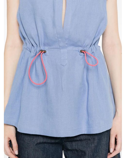 Giorgio Armani Blue Drawstring Top