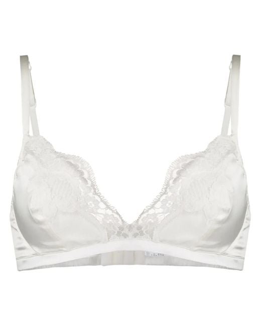 Dolce & Gabbana Natural Lace-Detail Satin Bra