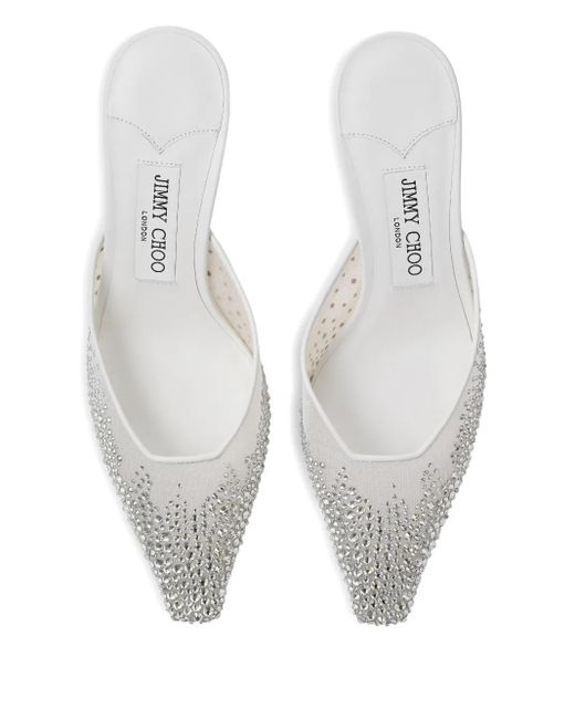Jimmy Choo White 60Mm Vivi Crystal-Embellished Mules