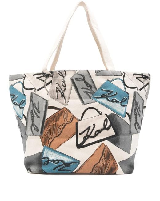 Karl Lagerfeld Blue Handtasche mit Logo-Print