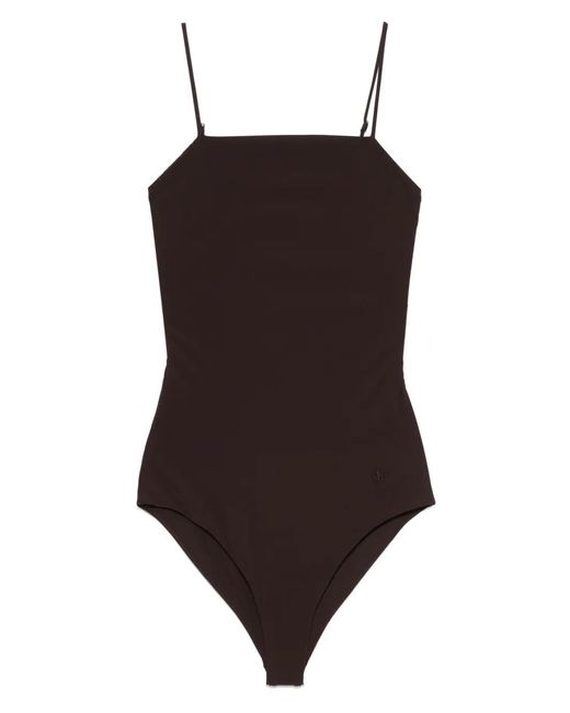 Jil Sander Brown Logo-Embroidered Swimsuit