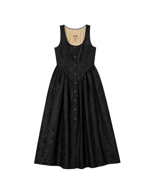 Uma Wang Black Ashel Jacquard-Pattern Dress
