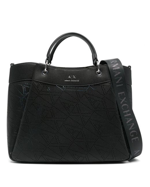Armani Exchange Black Debossed-logo Tote Bag