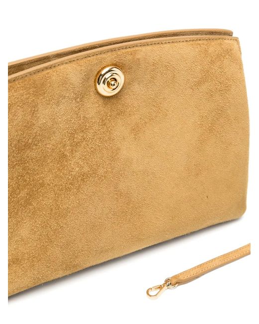 Liffner Natural Push-Lock Suede Clutch Bag