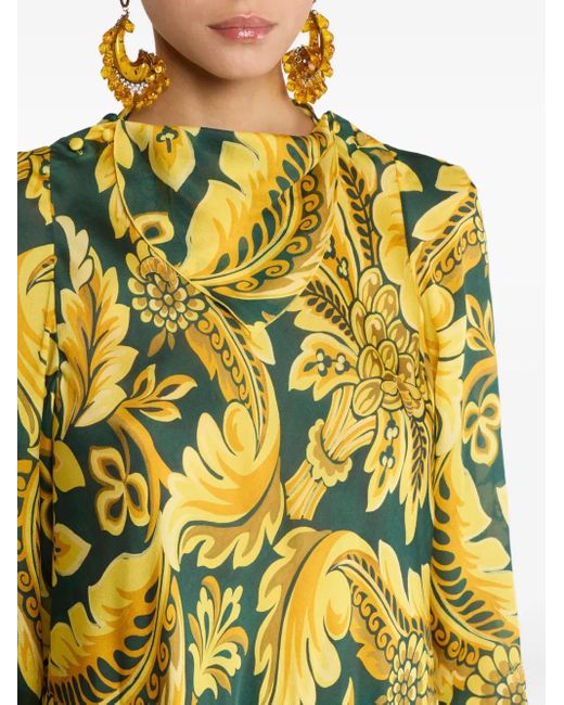 Etro Yellow Flower-Bee Motif Blouse