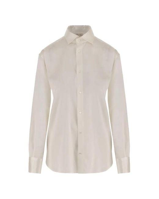 HER SHIRT HER DRESS White Button-Up Long-Sleeve Shirt