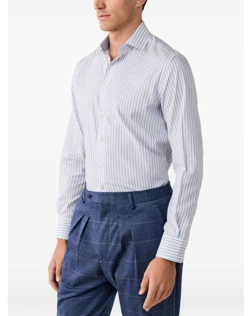 Hackett Blue Chemise En Coton À Larges Rayures for men