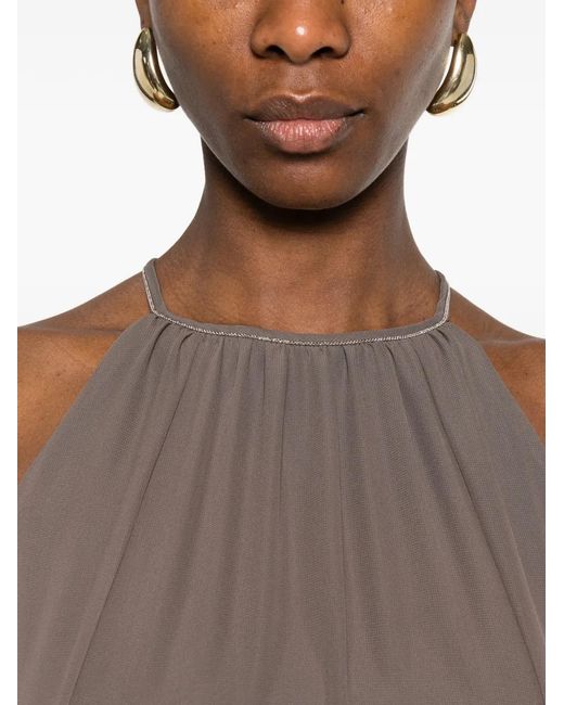 Peserico Brown Tiered Maxi Dress