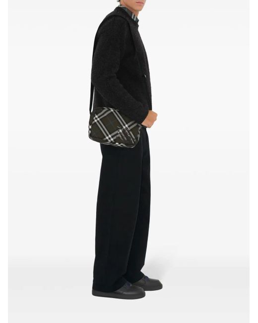 Burberry Black Essential Check Cross Body Bag for men