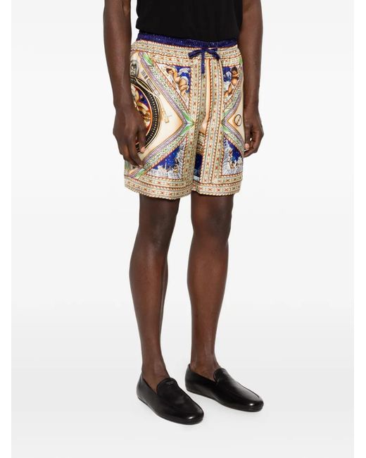 Casablanca White Print Drawstring Shorts for men