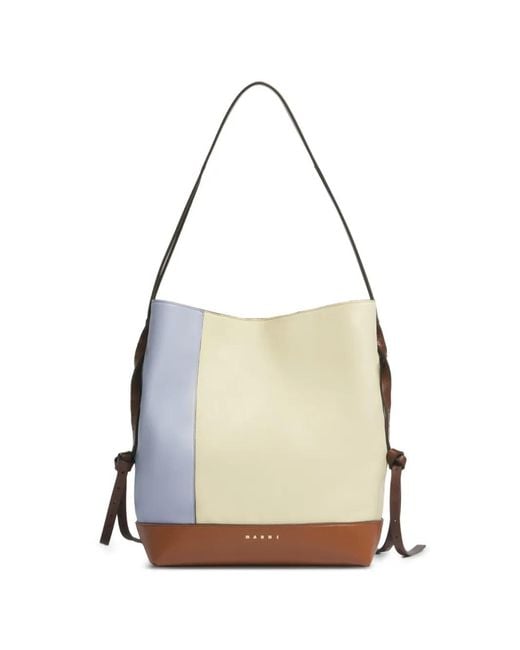 Marni Blue Leather Pod 2.0 Small Tote Bag