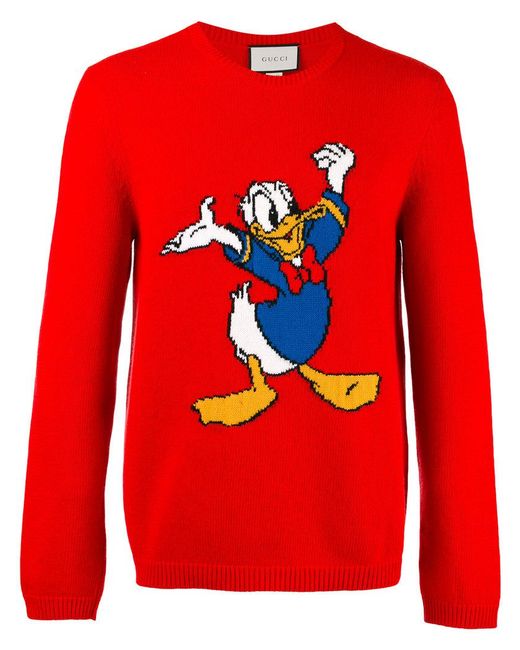 Gucci Red Sweater With Donald Duck for men