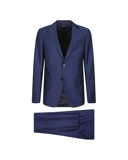 Zegna Blue Buttoned Suit for men