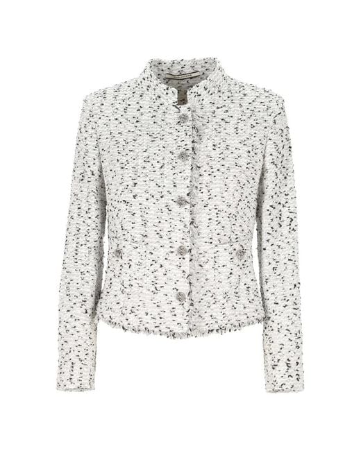 Tagliatore White Fringed Buttoned Jacket