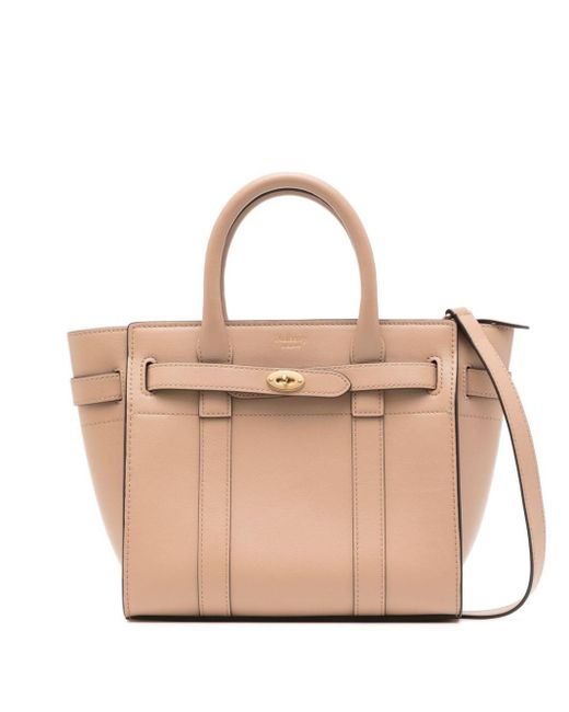 Bolso Zipped Bayswater mini Mulberry de color Natural