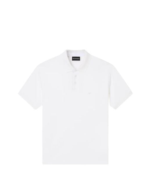 Emporio Armani White Button Placket Logo Polo Shirt for men