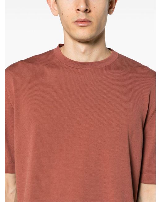 Lardini Red Fine-knit Cotton T-shirt for men
