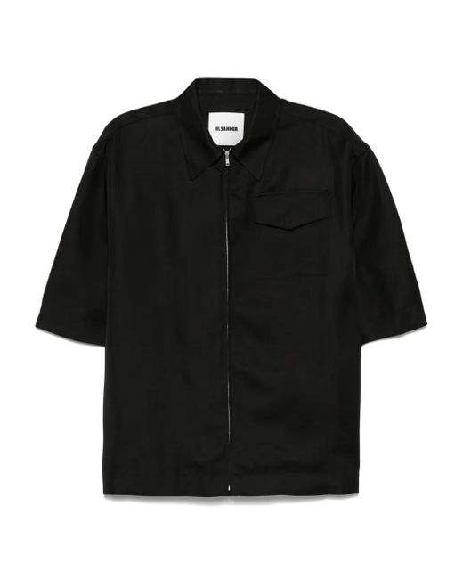 メンズ Jil Sander ジップアップ ラッフルシャツ Black