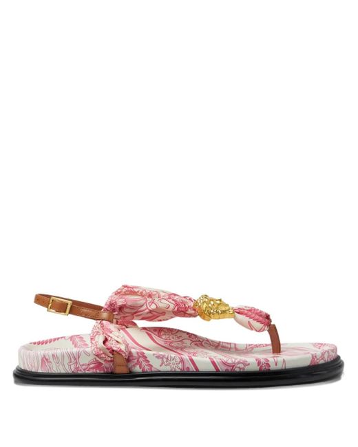 Versace Pink Underwater Barocco La Medusa Sandals