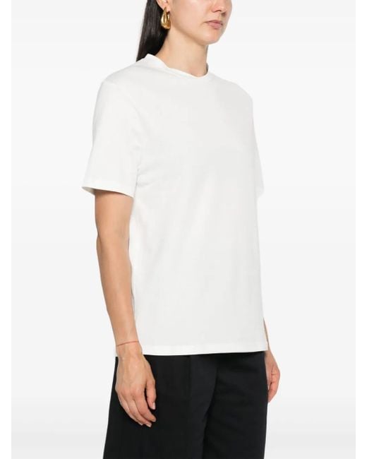 Jil Sander White Cotton Jersey Logo Print T-Shirt