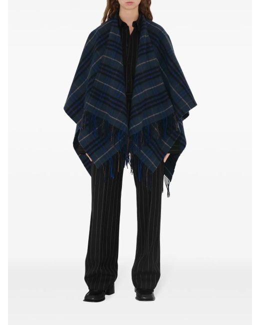 Burberry チェック ケープ Blue