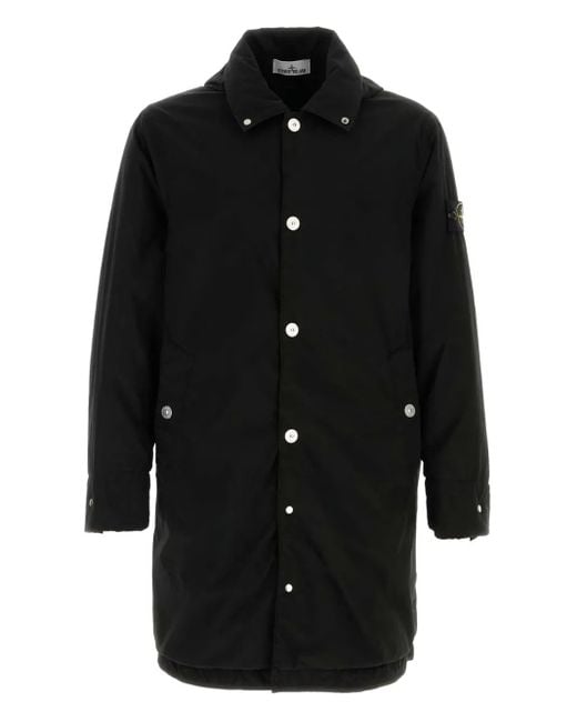Stone Island Gewatteerde Jas Met Drukknoop in het Black voor heren