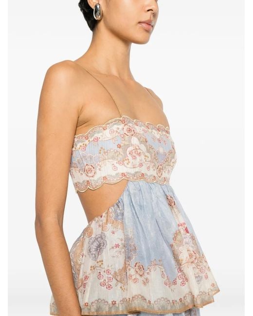 Zimmermann Blue Patterned Dress With Lurex Thread