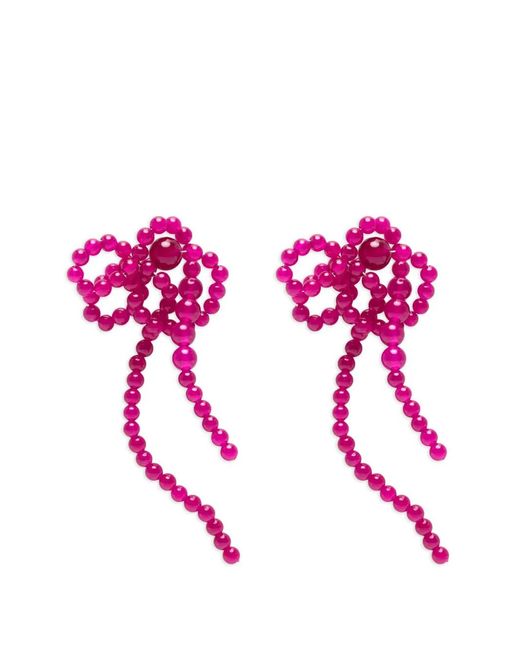 Completedworks Pink Beaded Bow-Detail Earrings