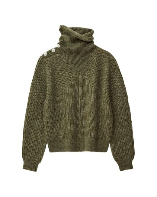Pull Romane À Col Roulé Boutonné Ba&sh en coloris Green