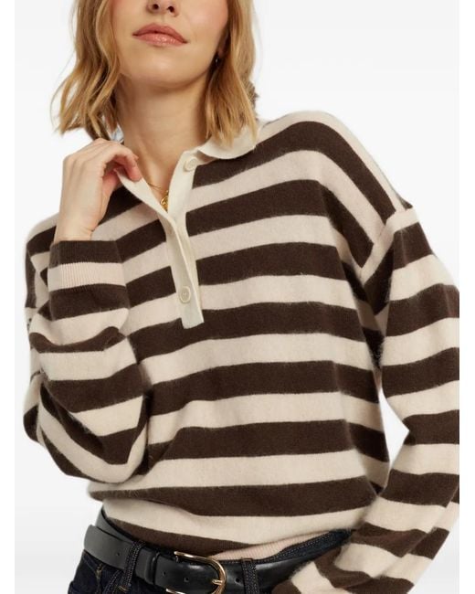 Chinti & Parker White Striped Merino-Wool Sweater