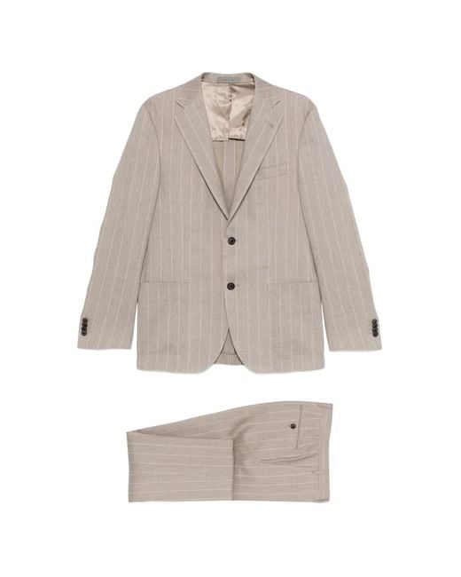 Corneliani White Striped Single-Breasted Blazer for men