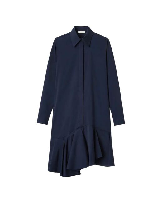 Lafayette 148 New York Blue Asymmetric Shirt Midi Dress