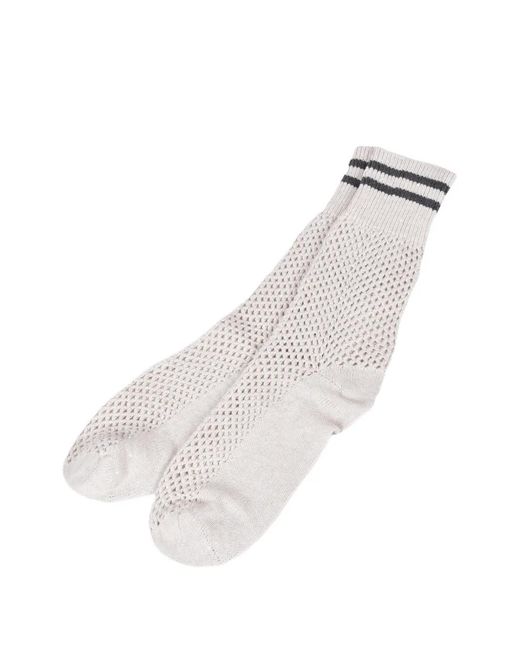 Brunello Cucinelli White Open-Knit Socks