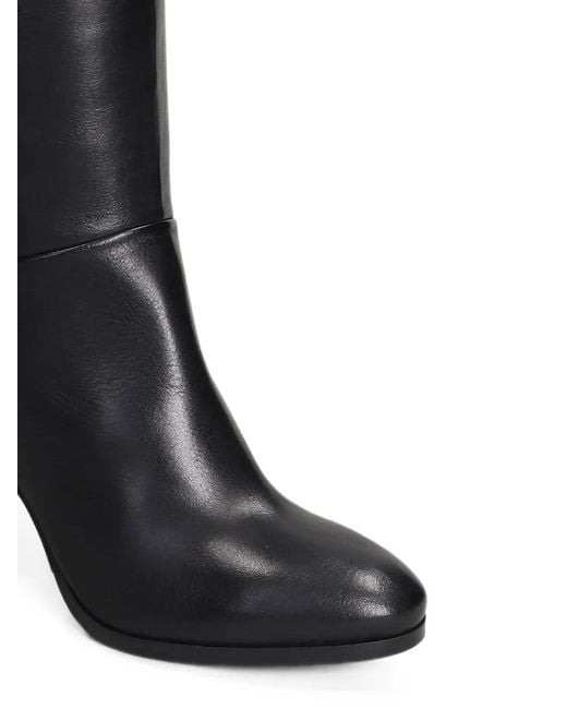 Julie Dee Black Block-Heel Knee-High Boots