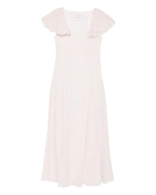 Posse White Marlowe Flutter Scoop-Neck Midi Dress