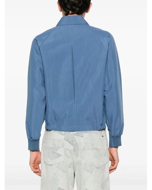 Maison Kitsuné Blue Floating Flower-Patch Bomber Jacket for men