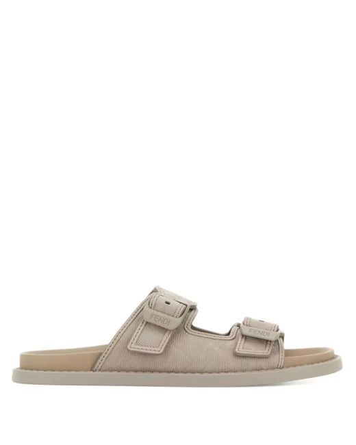 Fendi White Leather Flap Sandals for men
