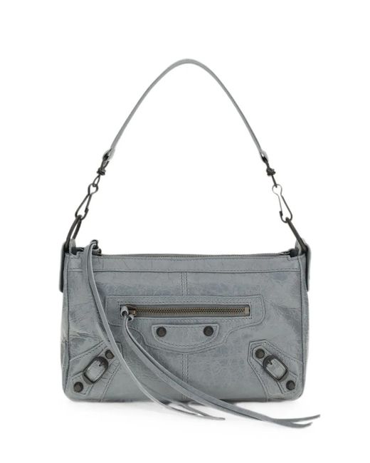 Balenciaga Gray Mini Le City Moto Shoulder Bag