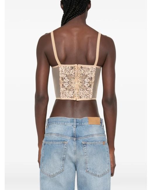 Ermanno Scervino White Lace-Up Sequin-Embellished Corset Top