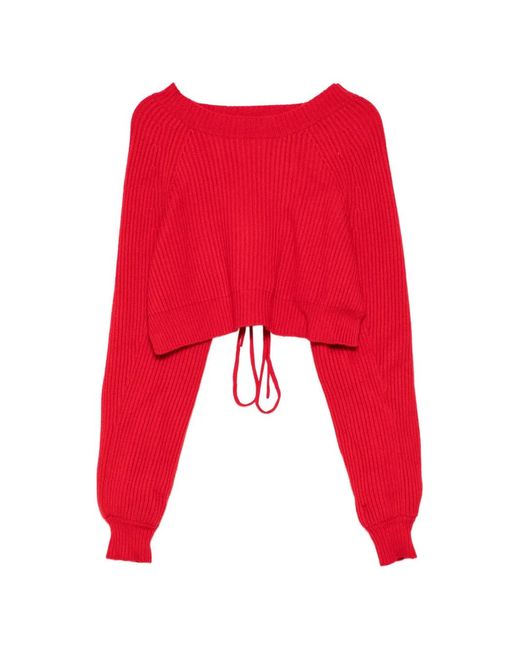 Yohji Yamamoto Red Supreme Backless Cropped Sweater