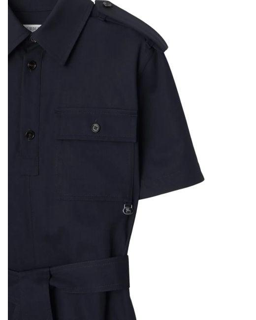 Vestido camisero de lana Burberry de color Blue