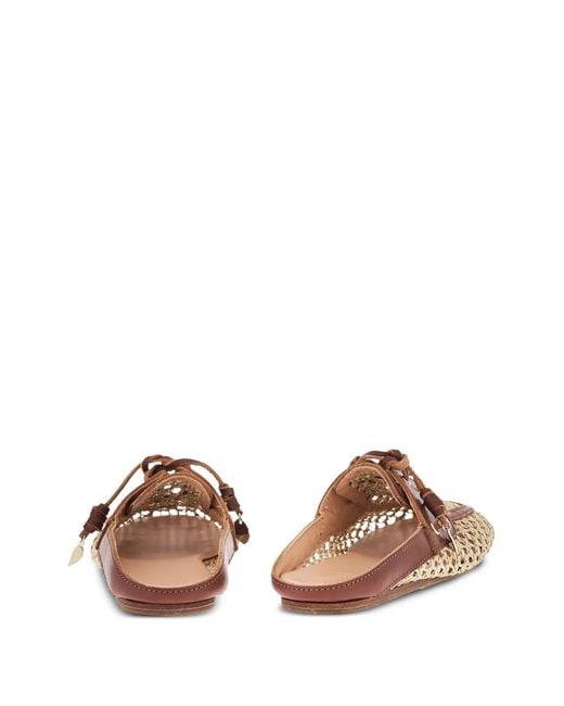Ancient Greek Sandals Brown Naveta Interwoven Lace-Up Mules