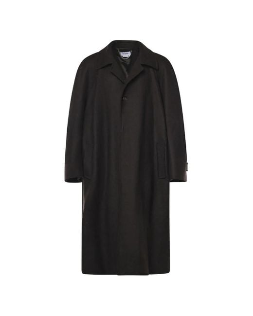 Hed Mayner Black Notched-Lapel Single-Breasted Coat for men