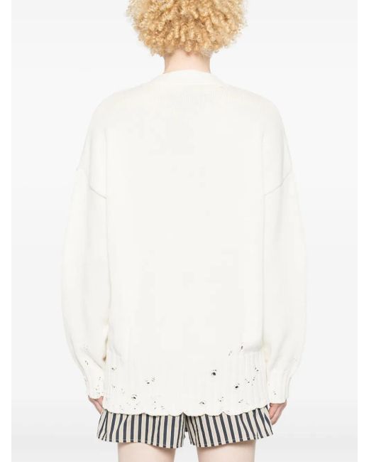 Marni White Logo-Embroidered Cardigan