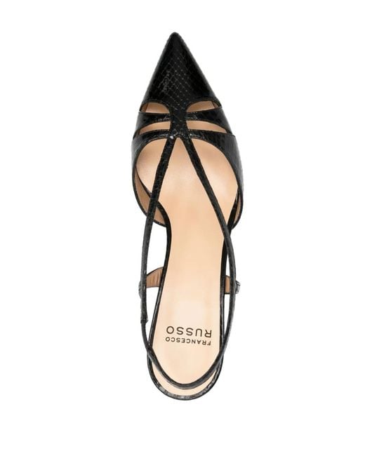 Francesco Russo Black Snakeskin-Effect Leather Pumps