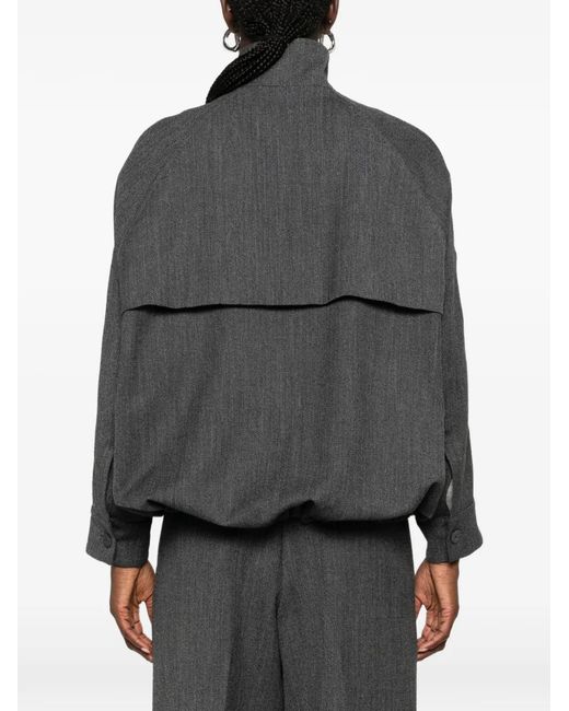 Fabiana Filippi Gray Manteau Zippé À Col Montant