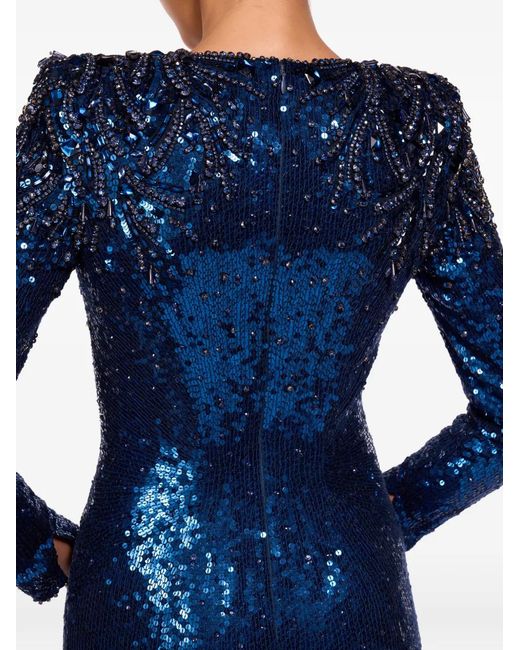 Jenny Packham Blue Dulcet Sequin-Embellished Dress