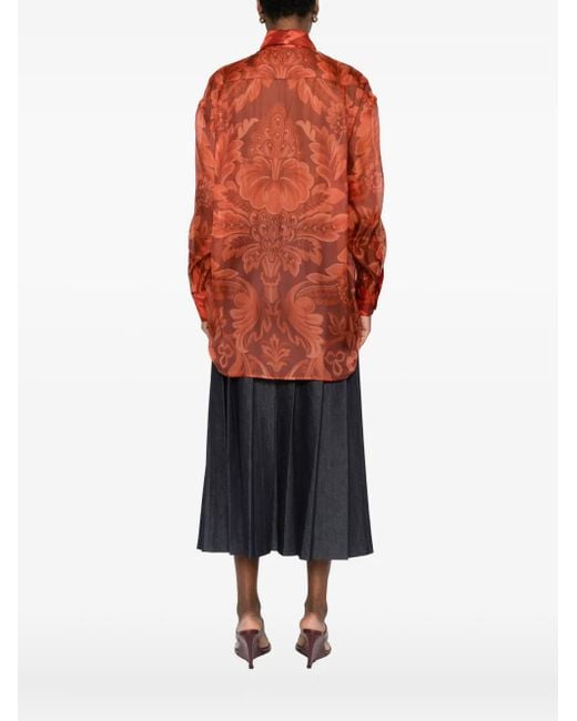 Etro Orange Silk Shirt